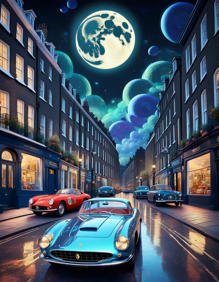1950s London Street with Ferrari in Astral Style