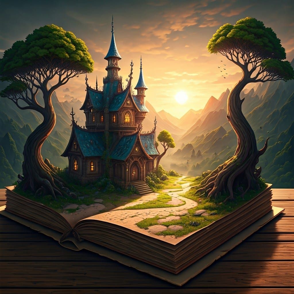 Whimsical Fairy House Emerges from Paper in Sunlight