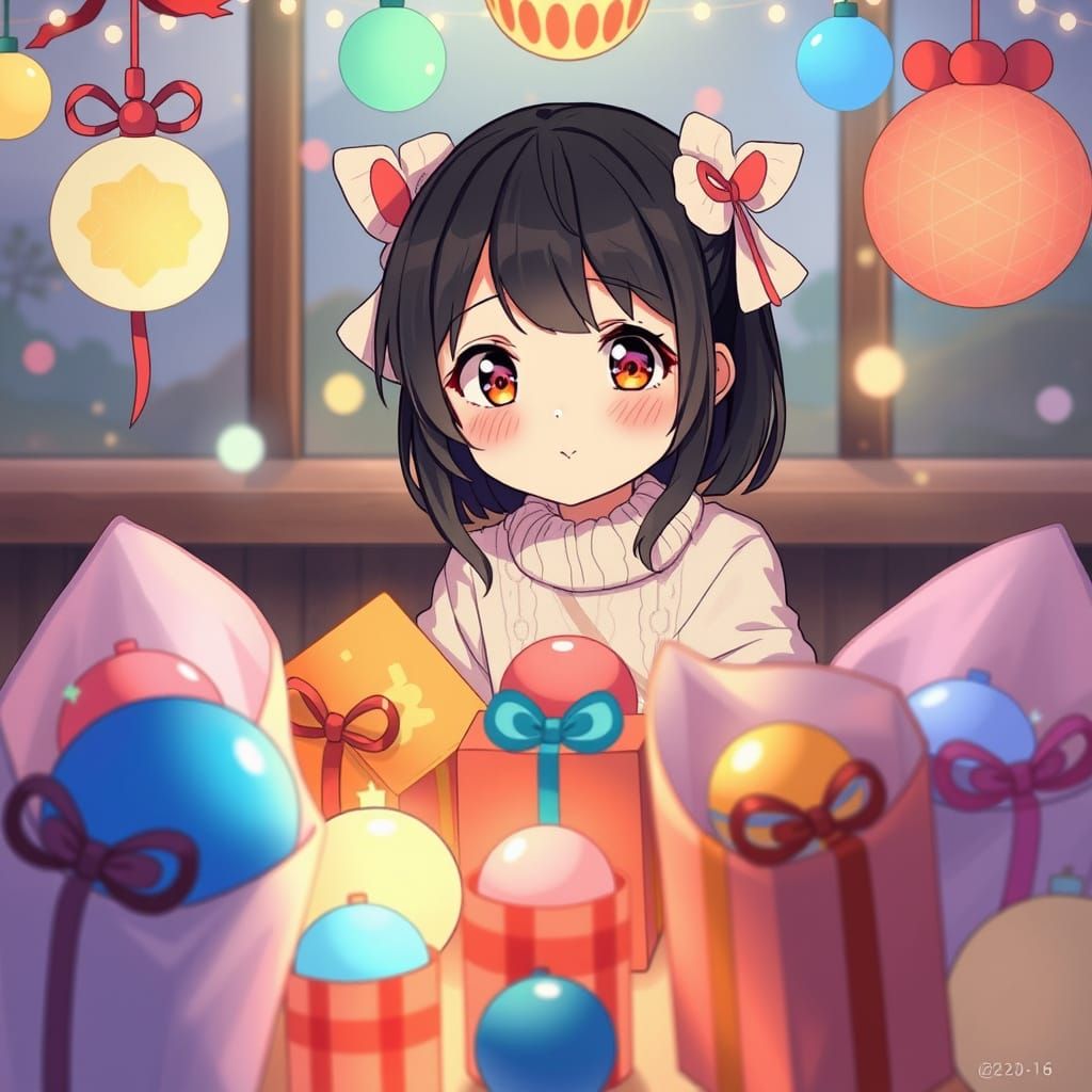 Japanese-Style Anime Girl Celebrates Birthday in Colorful Fe...