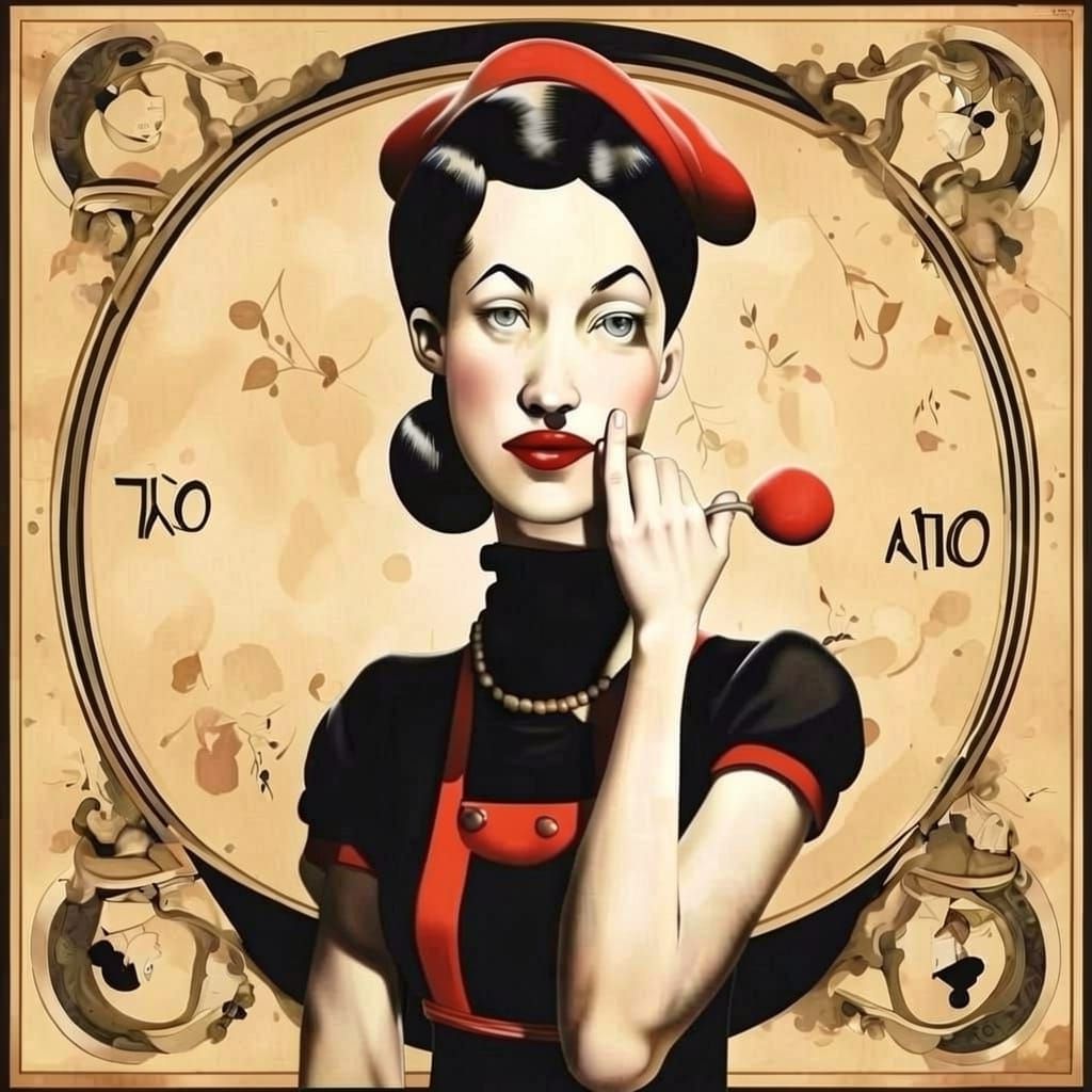 Stylish Surreal Olive Oyl Portrait