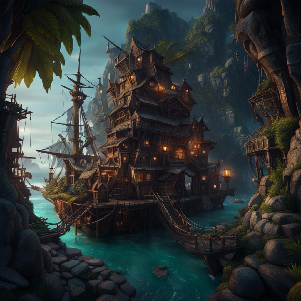 Pirate Hideouts: Detailed Matte Painting in 8K