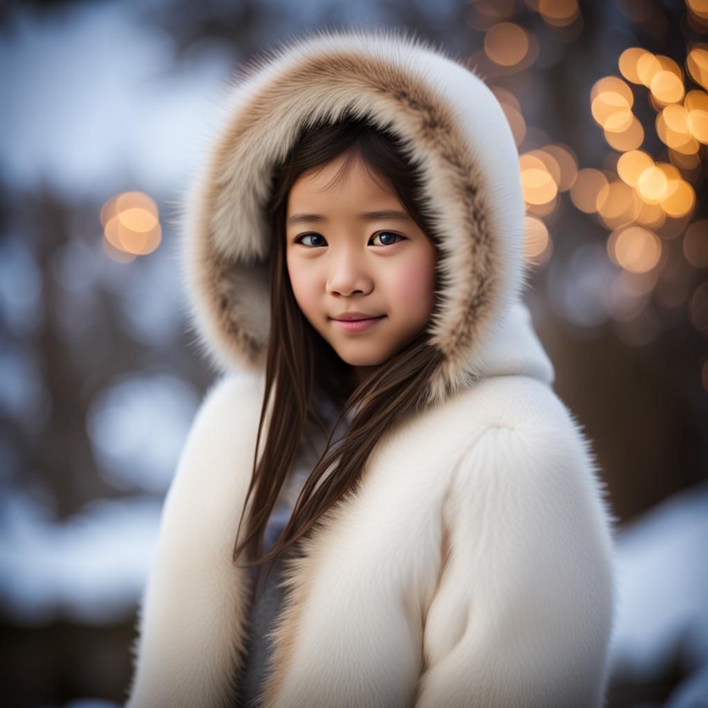 Eskimo Girl Portrait in Natural Lighting