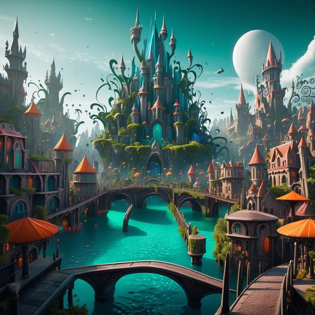 Fantastical Mermaid City Concept Art