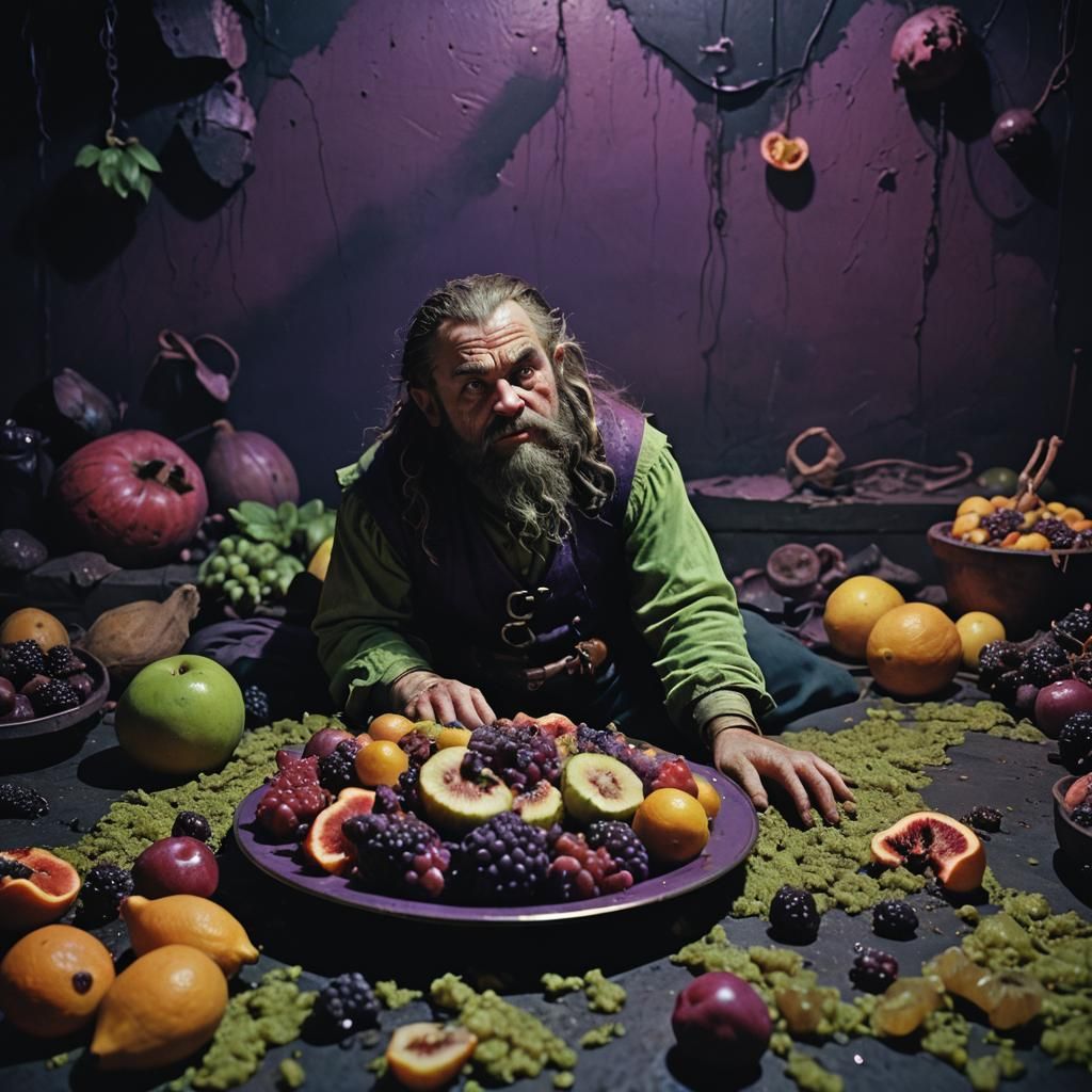 Diabolical Dwarf in Neon Dungeon, Inspired by Crewdson