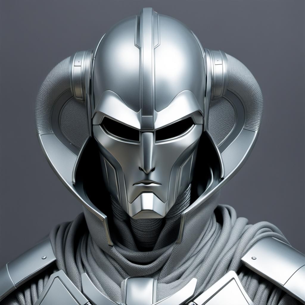 Metallic Silver-Grey Figure in Moebius Style