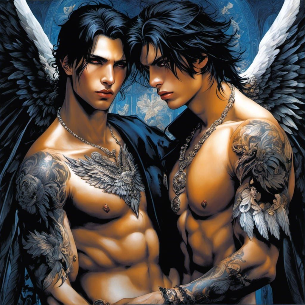 Gothic Angels in Love: Acrylic Anime Art