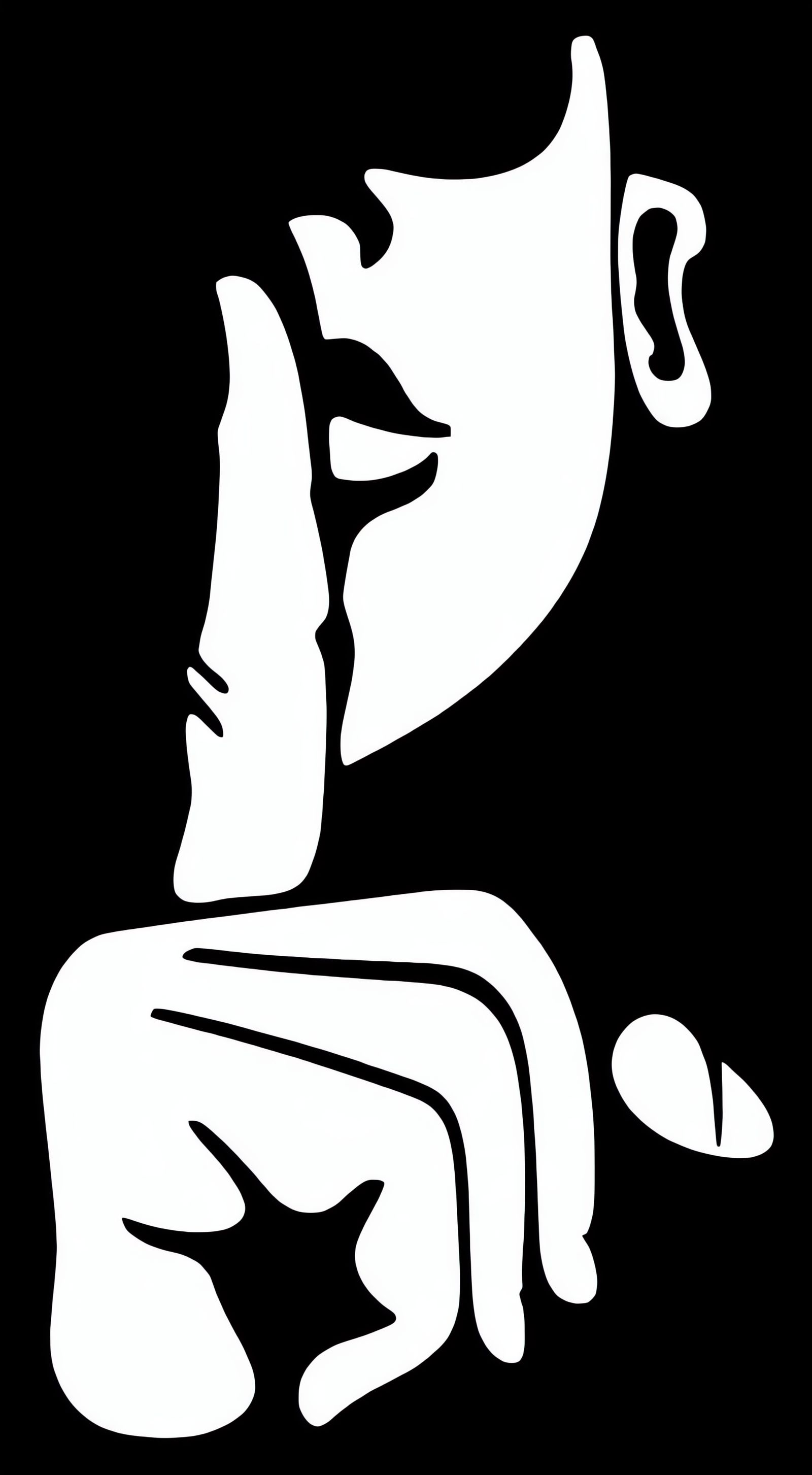 Minimalist Silhouette: Person Making Shh Gesture