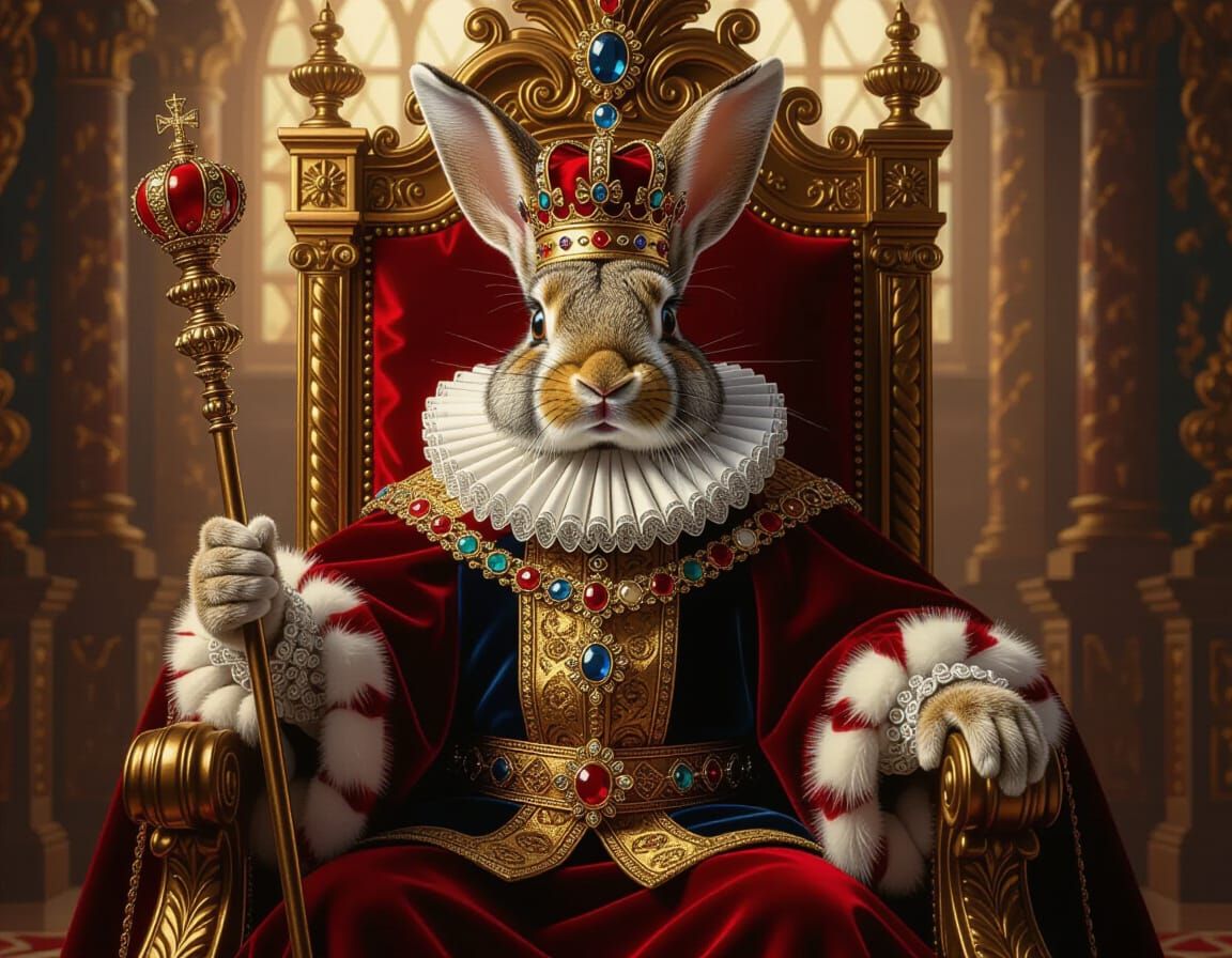 Regal Rabbit King in Baroque Style