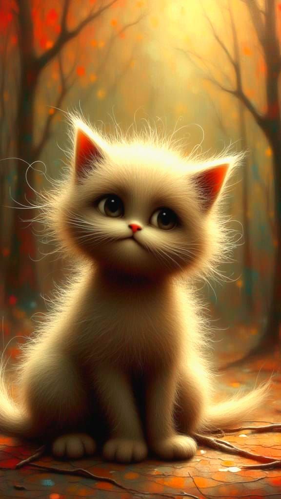 Fluffy Kitten's Delightful Surprise