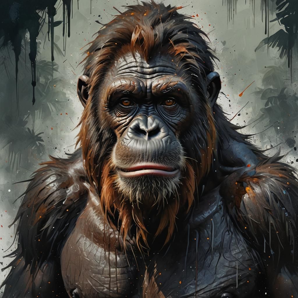 Orangutan King Luis: Graffiti Art Portrait