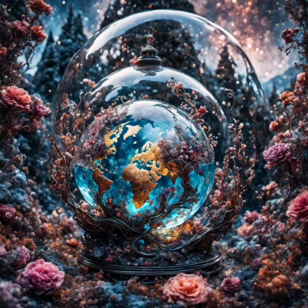 Earth Globe in Black Wormhole with Glass Effects