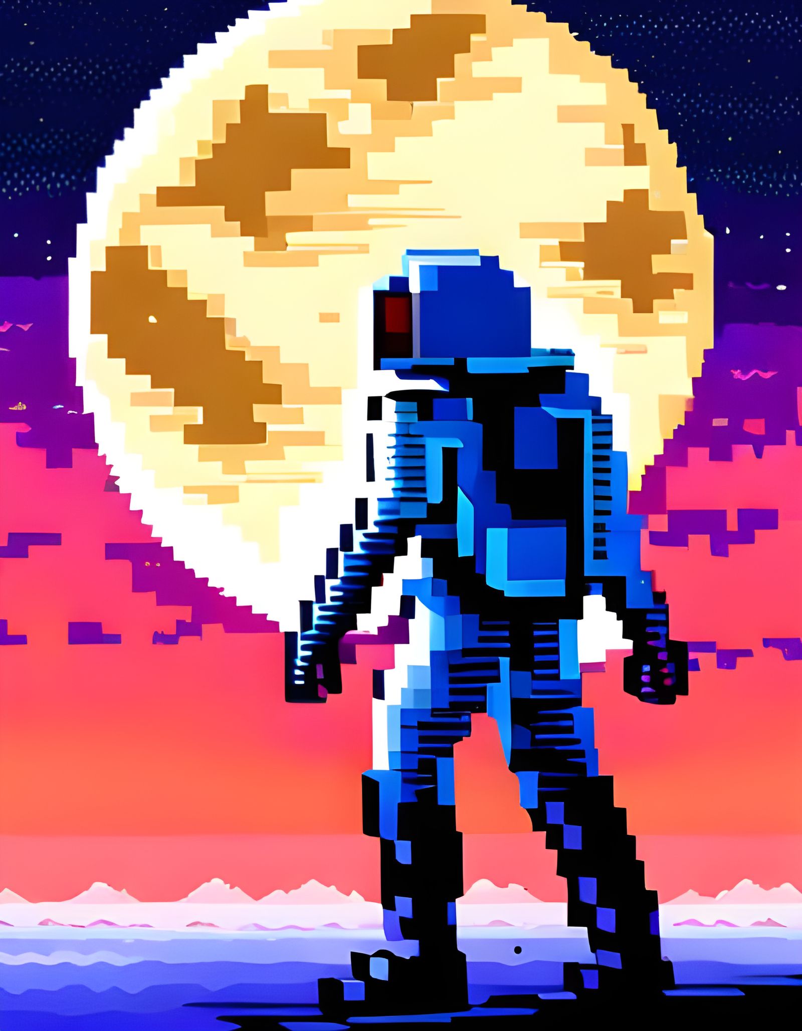 8-bit Pixel Art Moonwalk Digital Illustration