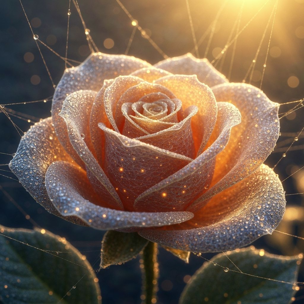 Ethereal Spider Silk Rose in Sunrise Light