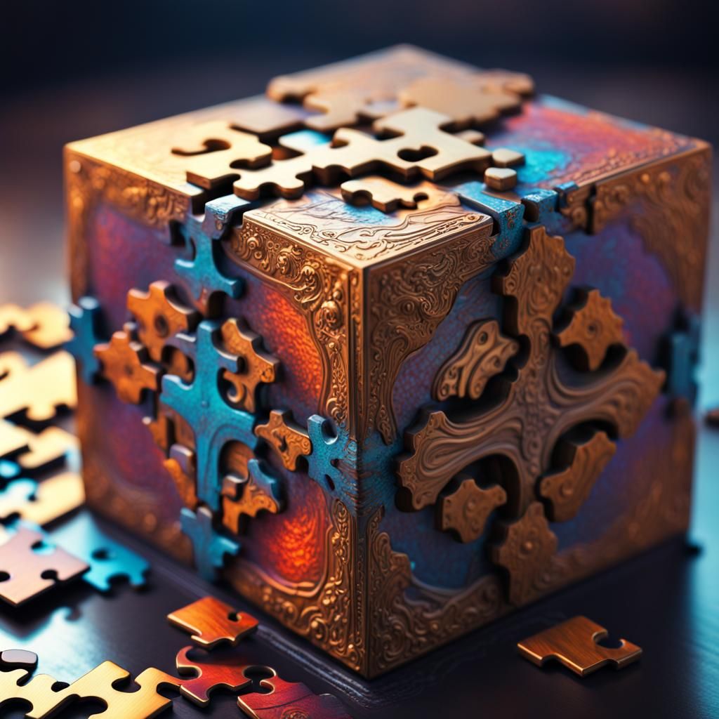 Intricately Detailed Puzzle Box in Hyperrealistic Style