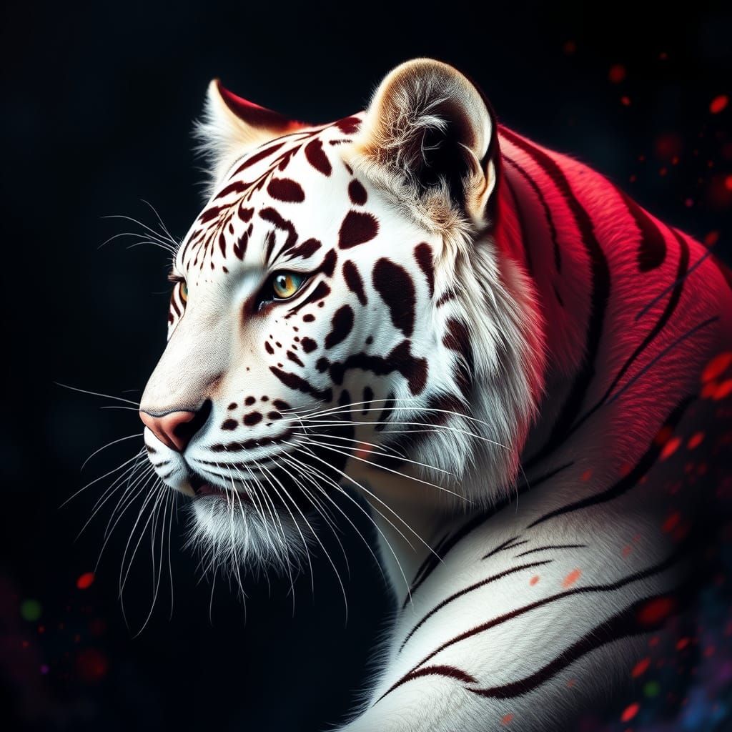 White Bengal Tiger With Freckles Detailed Portrait