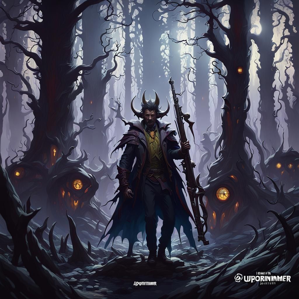Gothic Vampire in Dark Forest Concept Art