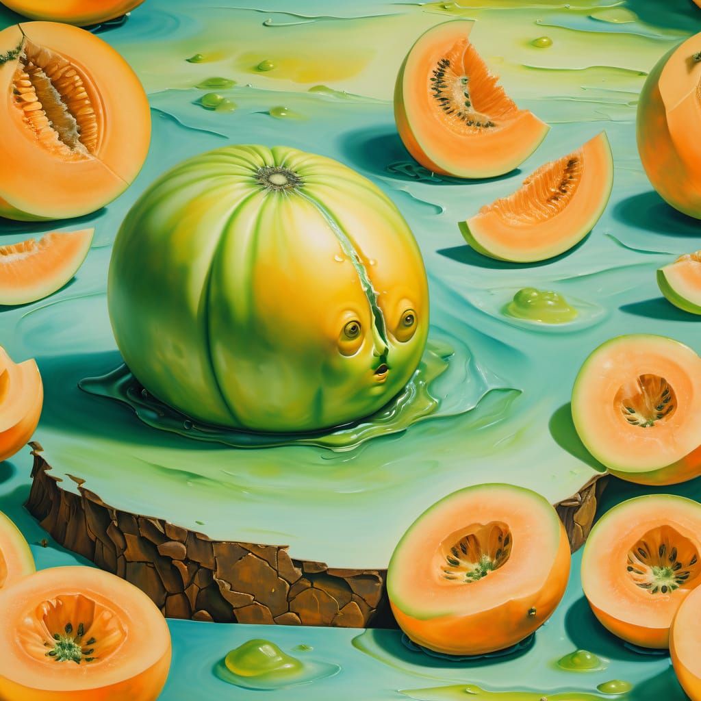 Surreal Honeydew Portrait in Warm Golden Light