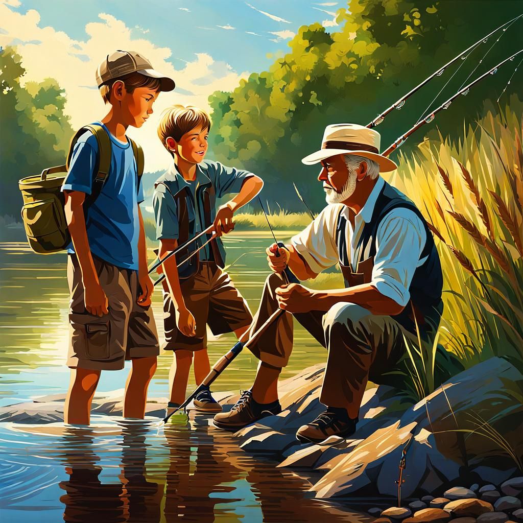 Family Fishing Trip on the Riverbank