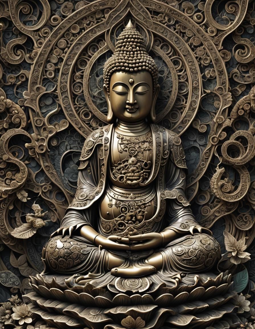 Meditative Buddha in High-Definition Abstract Style