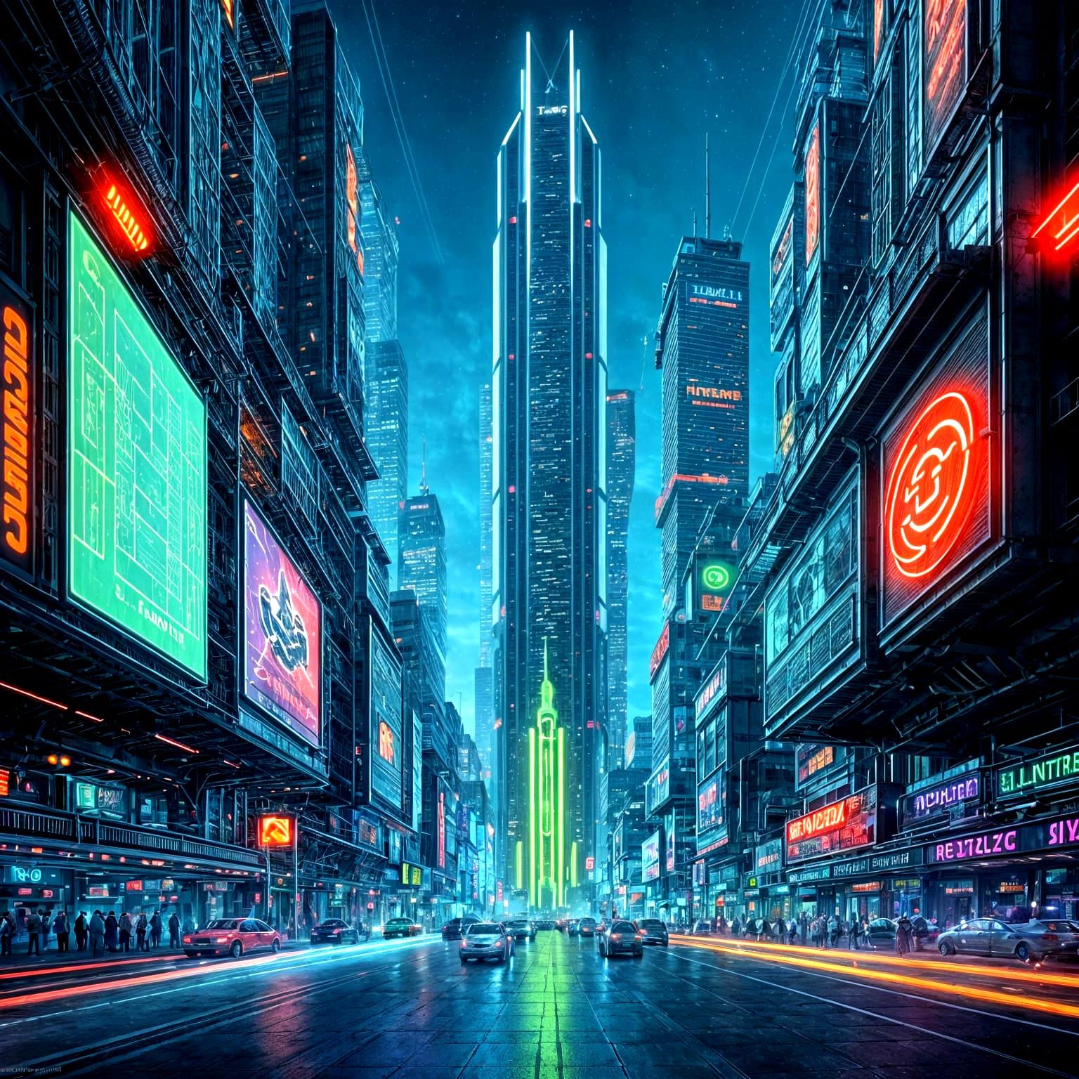 Rocket Blazes Through Neon Cyberpunk Cityscape