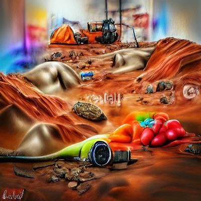 Colorful Hyperrealistic Life on Mars Illustration