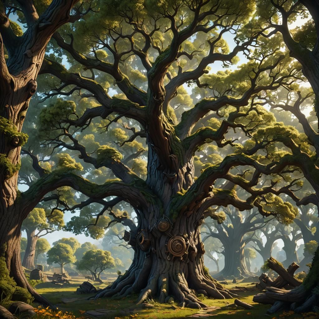 Detailed Oak Tree Matte Painting in Unreal Engine 5