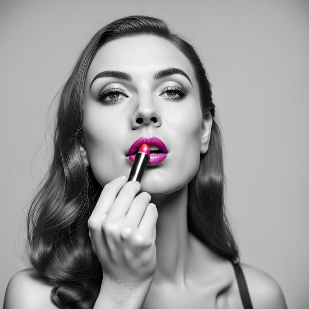 Monochrome Portrait: Rainbow Lipstick Pop Art