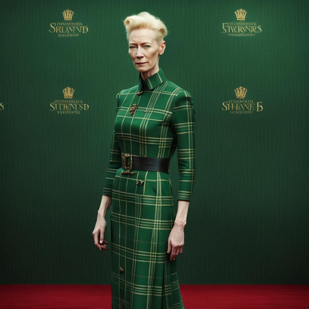 Tilda Swinton in Green Plaid: Digital Matte Painting
