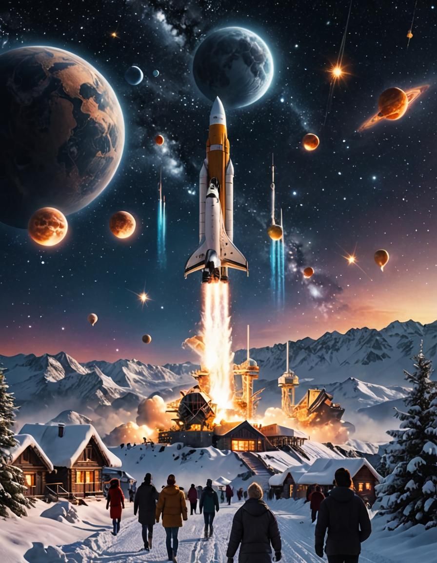 Futuristic New Year's Eve Celebration in 3000