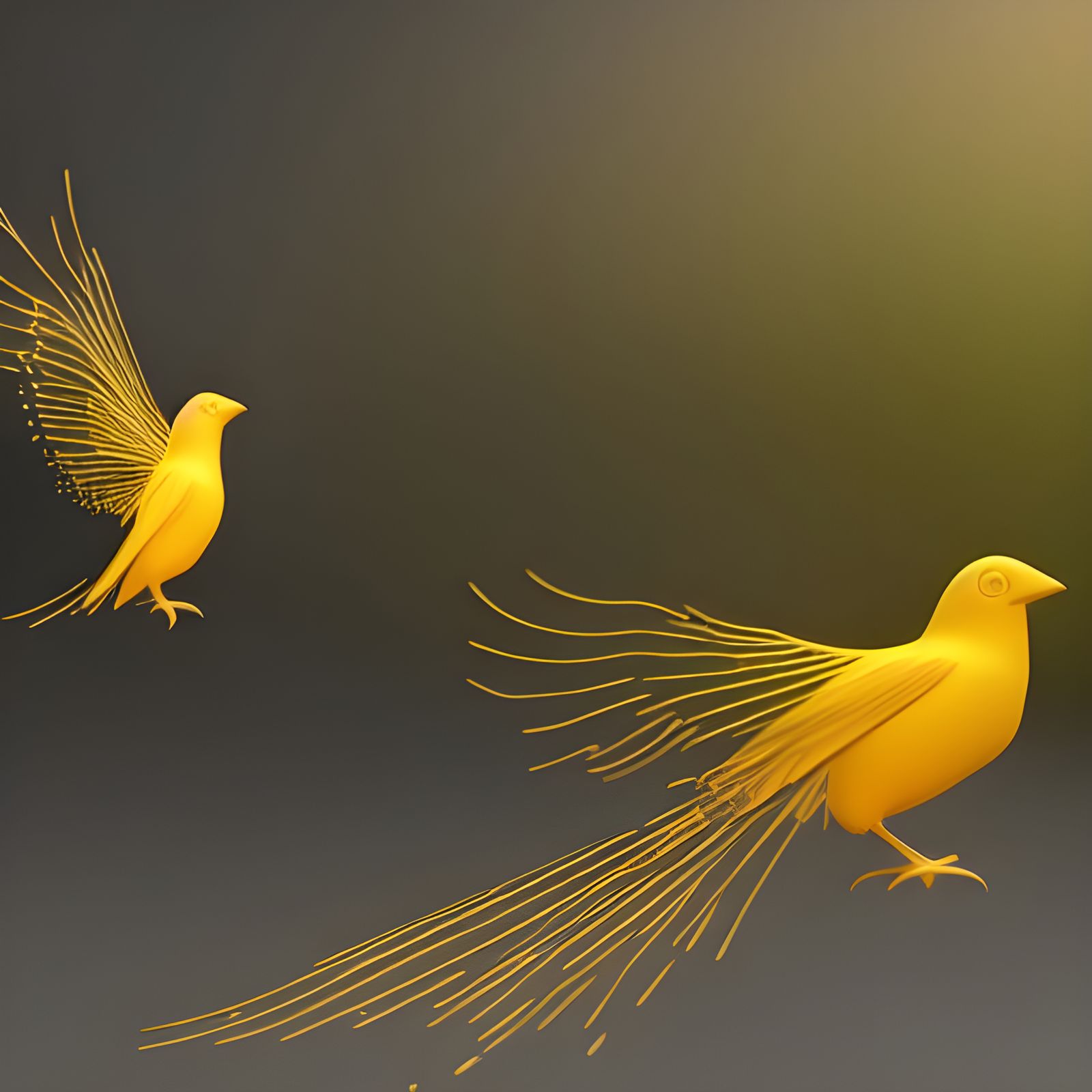 Golden Bird in Flight: Photorealistic Impasto Rendering