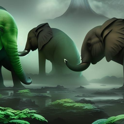 Green Elephant Monks in Japanese Mountains