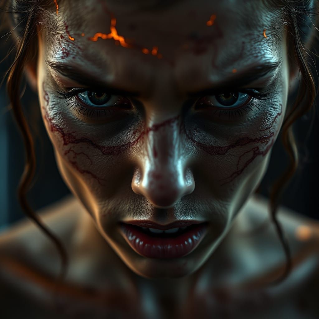 Visceral Woman Forged from Lightning and Lava