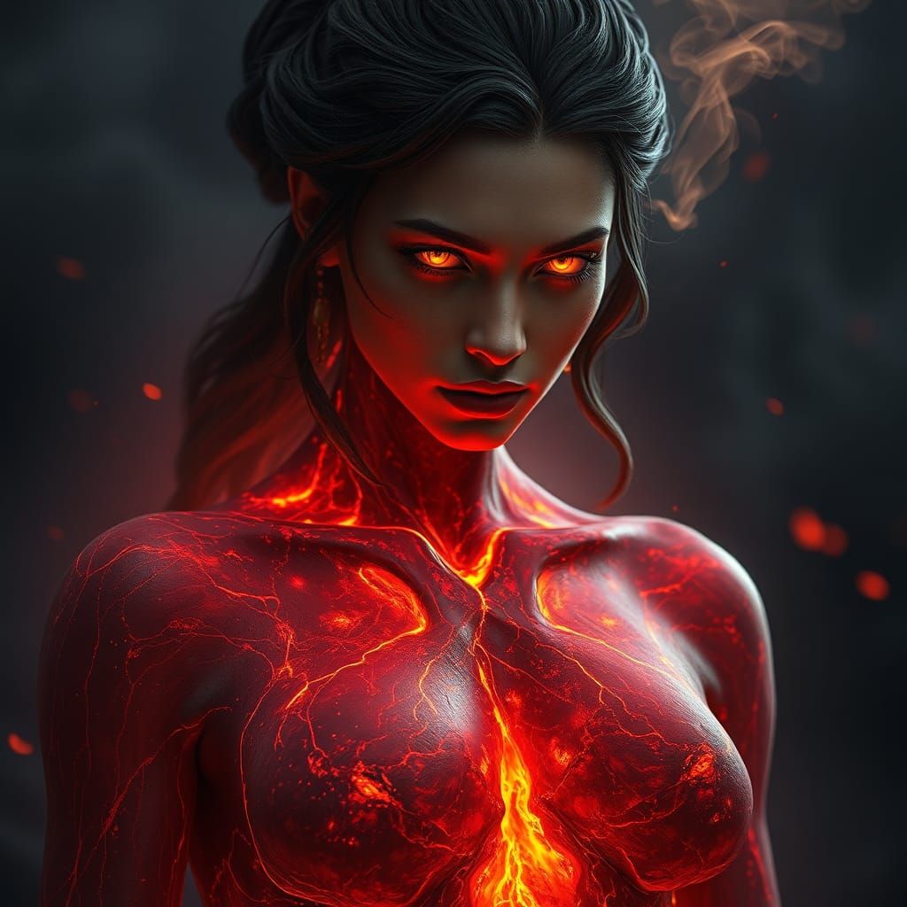 Magma Woman Radiating Inner Fire