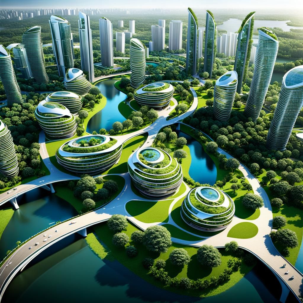 Futuristic Eco-Haven: Metropolis of Nature and Technology