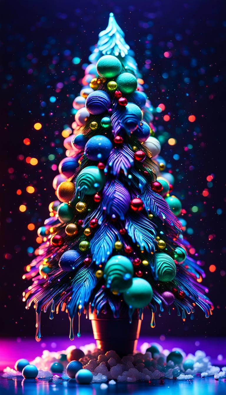 Futuristic Christmas Tree with Metallic Decor