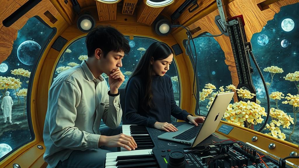 Composers in Starship Forest: Oil on Ceramic Style