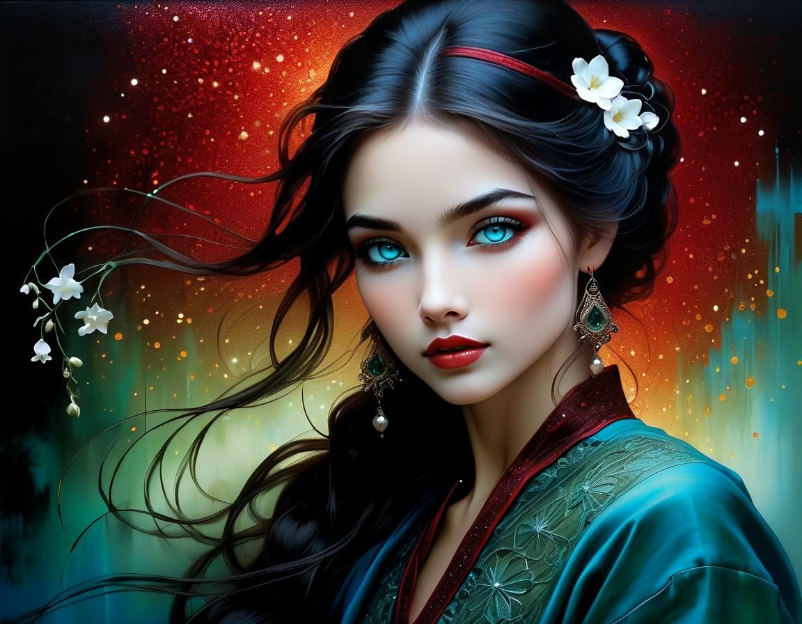 Dreamy Woman in Phthalo Blue and Burnt Umber