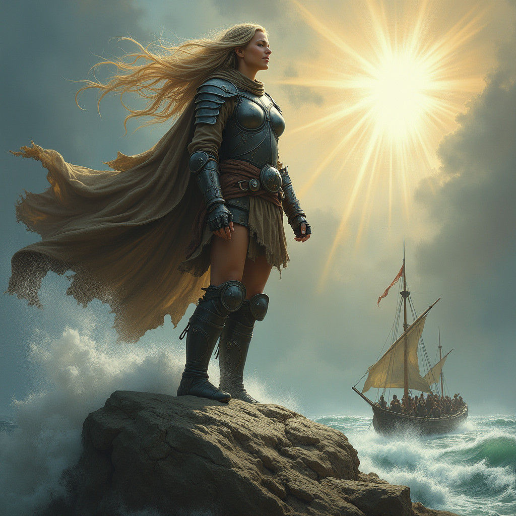 Armored Warrior Receives Divine Mandate, Oil Painting