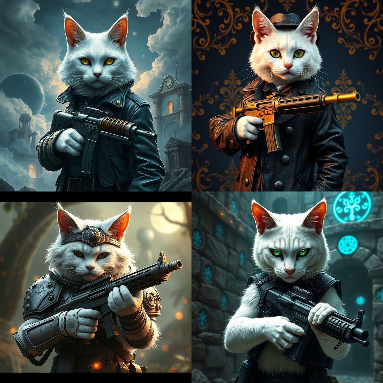 Anthropomorphic Cat Warrior with Grease Gun