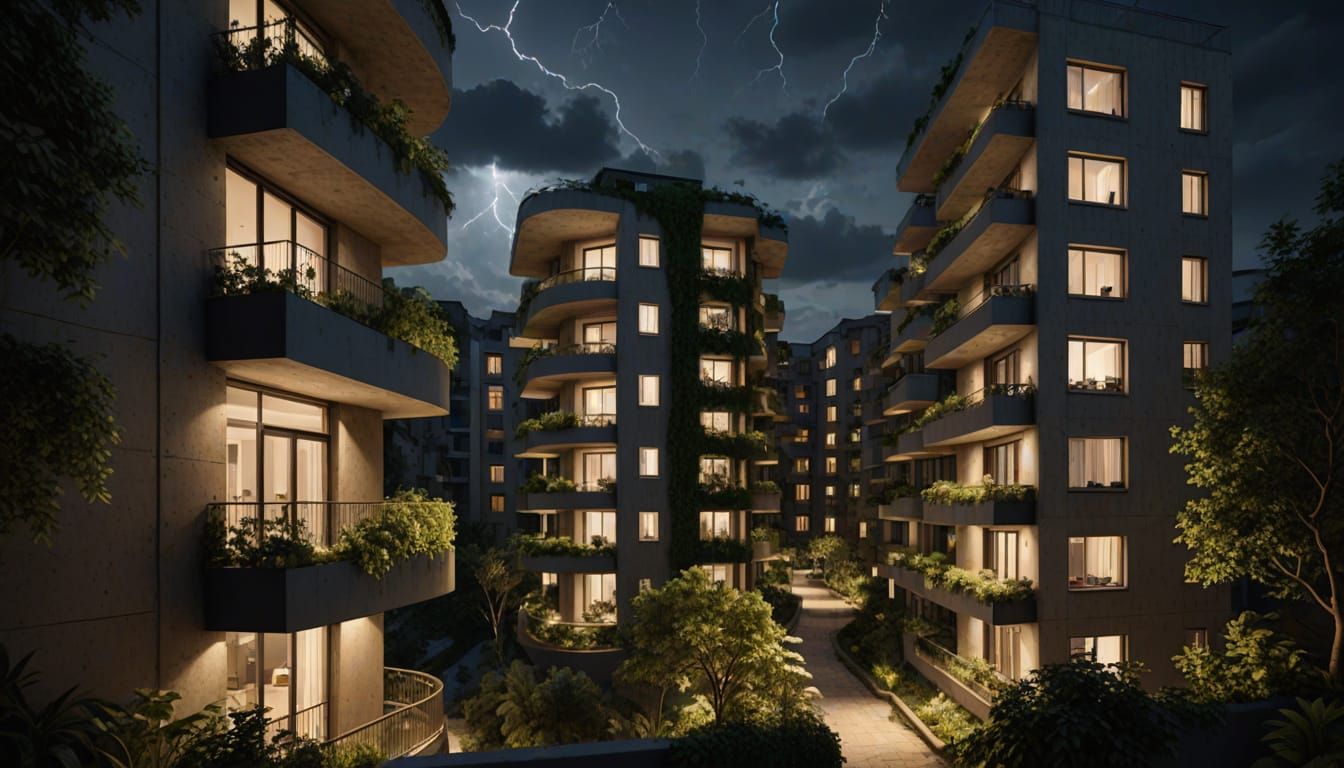 Futuristic T-Bar Apartment Building in Hidden City