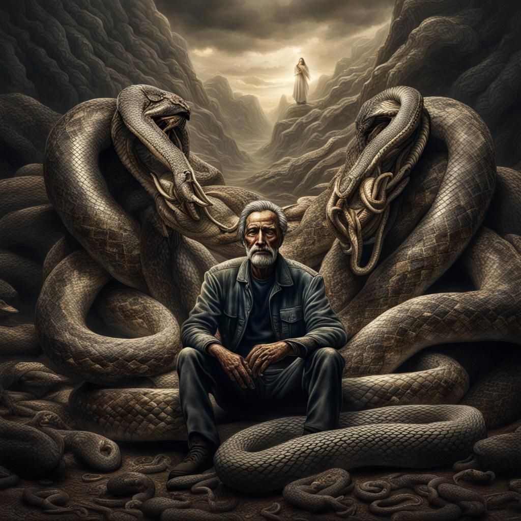 Guardian Angel Protects Man in Snake Pit