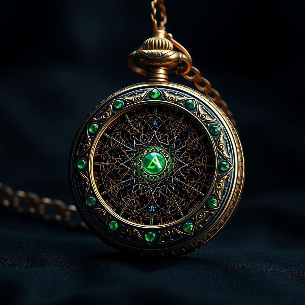 Luxury Pocket Watch in Golden Filigree with Mystic Symbols
