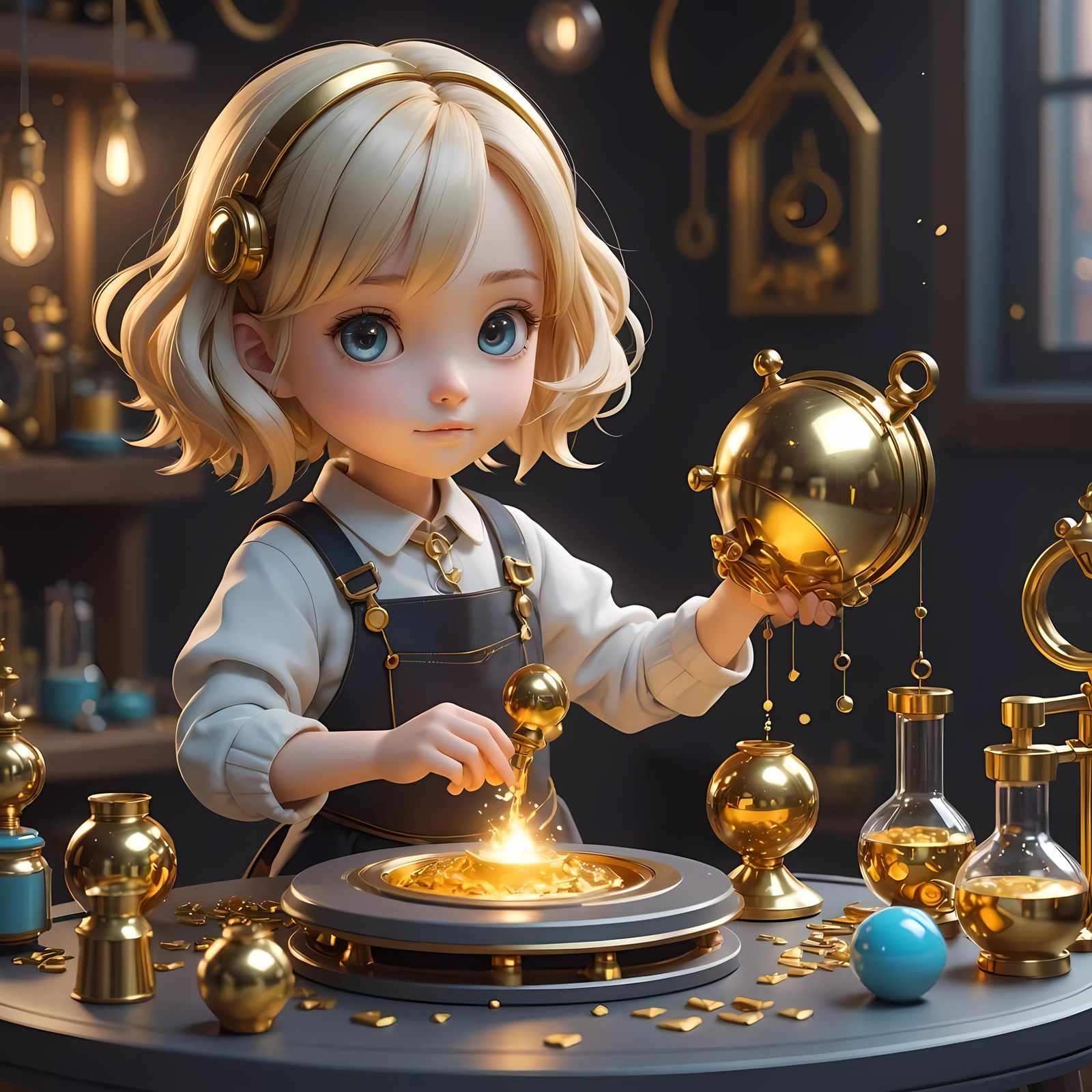 Alchemy Girl Turns Iron to Gold in Anime Style