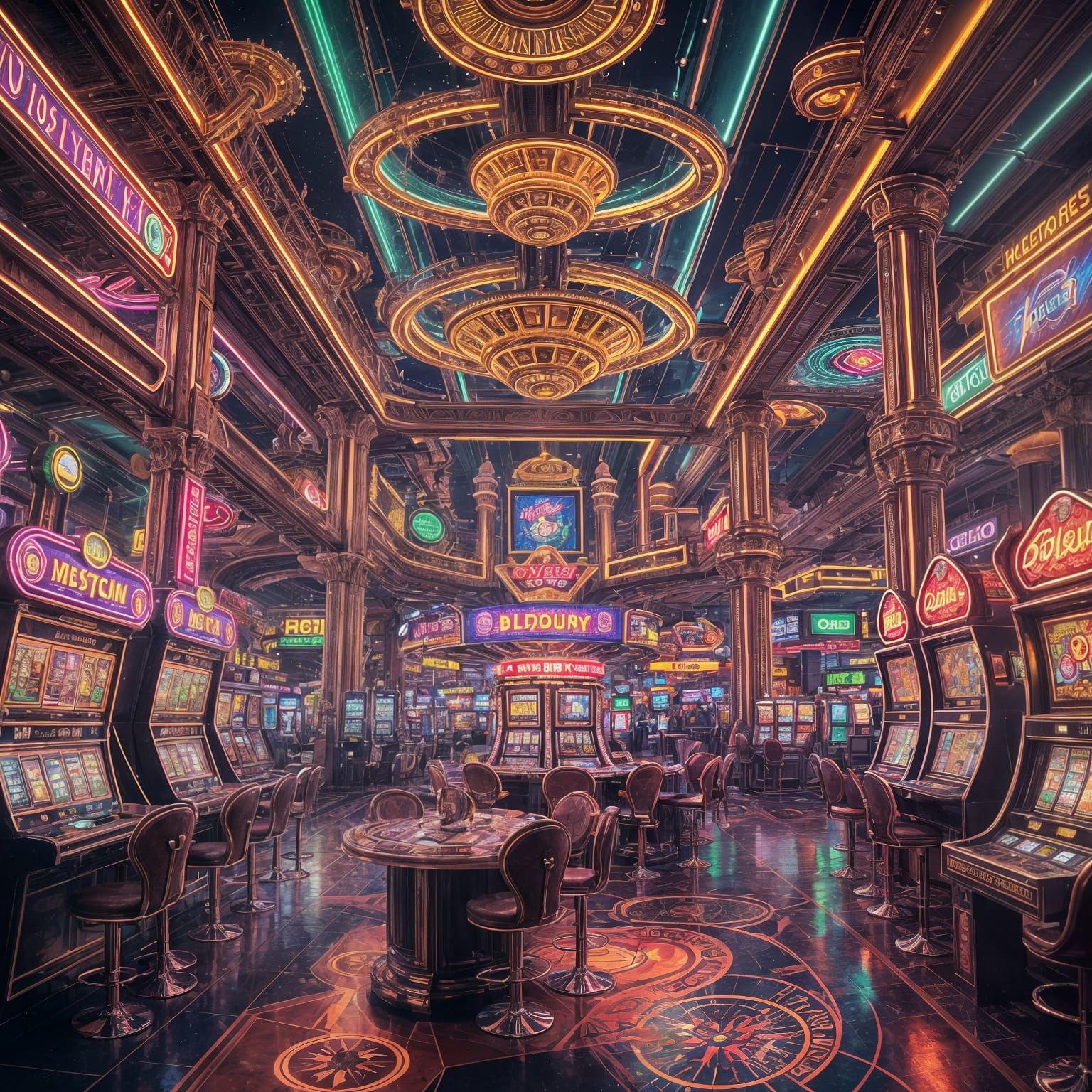Hyper Realistic Casino with Neon Lights