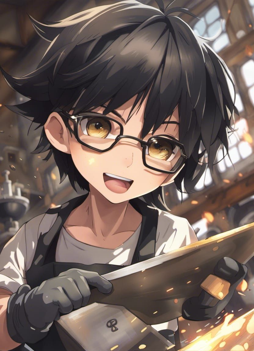 Anime Blacksmith in Forest Forge