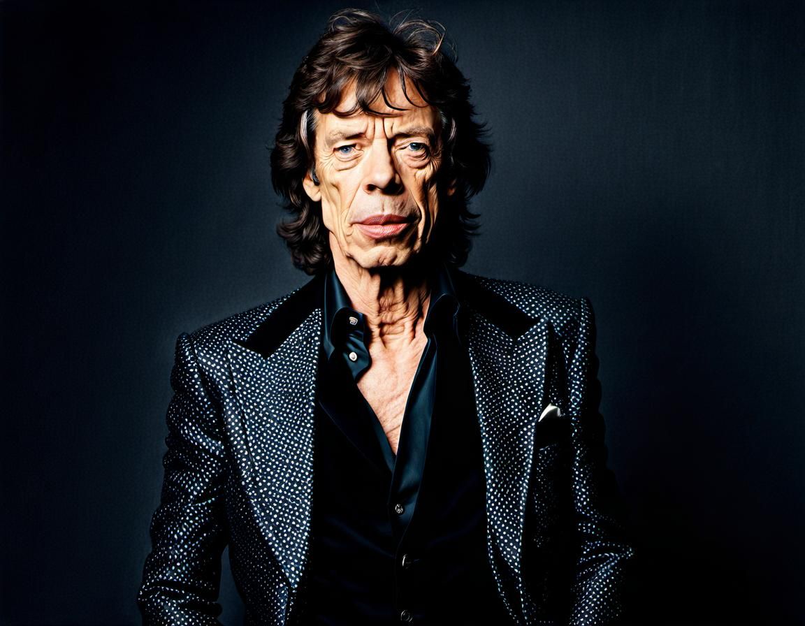 A portrait of Mick Jagger.