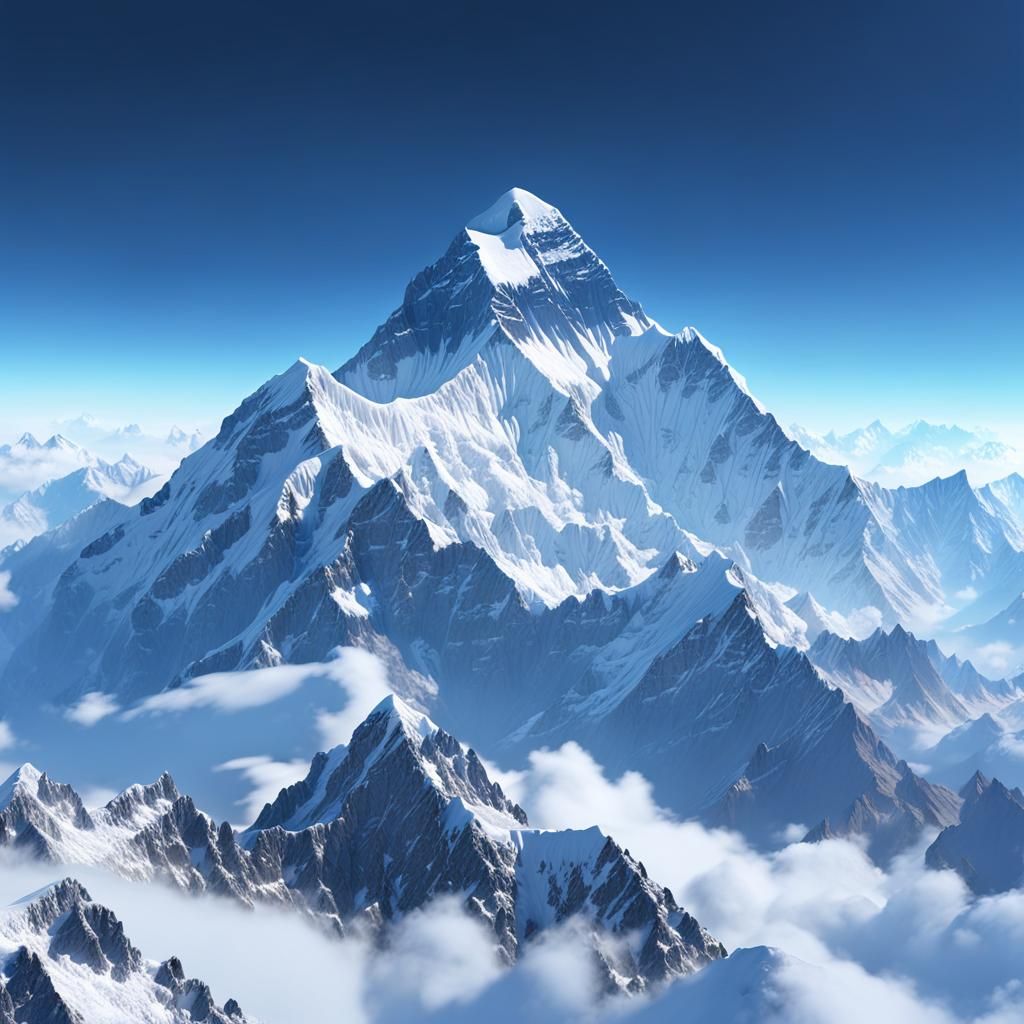 Snowy Mount Everest: Detailed Matte Painting