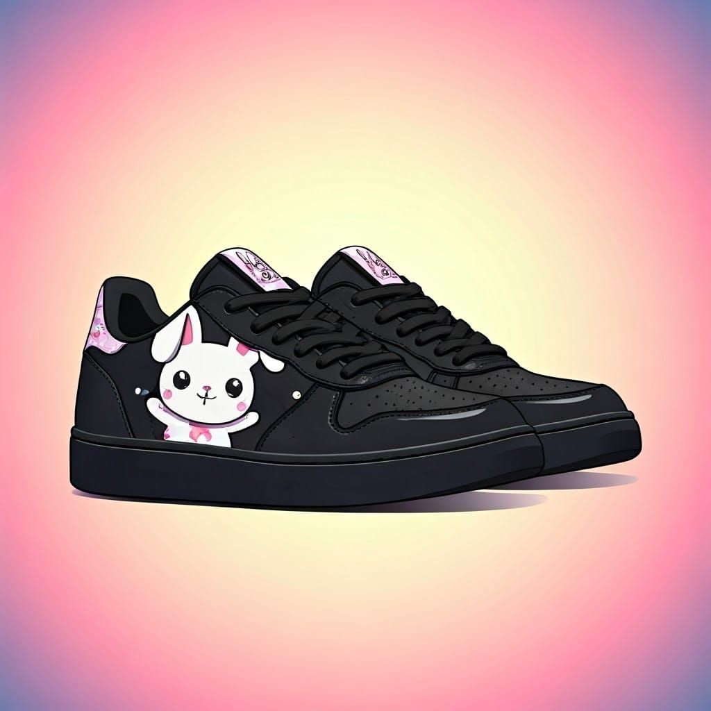 Anime Rabbit Sneakers: Vibrant Japanese-Inspired Illustratio...