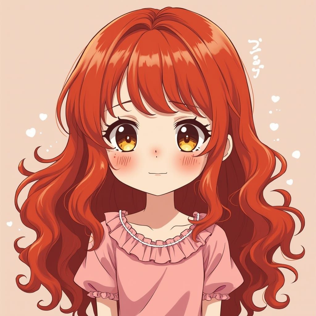 Anime Girl with Red Hair and Heterochromia