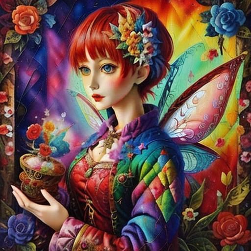 Red-Haired Woman in Velvet Dress with Fae Aesthetic